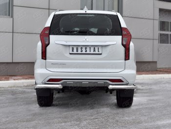 17 999 р. Защита заднего бампера (Ø63 мм уголки, нержавейка) SLITKOFF  Mitsubishi Pajero Sport  QF (2019-2022) рестайлинг  с доставкой в г. Горно‑Алтайск. Увеличить фотографию 4