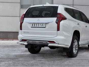 17 699 р. Защита заднего бампера (Ø76 мм уголки, нержавейка) Mitsubishi Pajero Sport QF рестайлинг (2019-2022)  с доставкой в г. Горно‑Алтайск. Увеличить фотографию 4