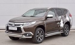 18 449 р. Защита переднего бампера (2 трубыØ63 мм, нержавейка) SLITKOFF  Mitsubishi Pajero Sport  QE (2015-2021) дорестайлинг  с доставкой в г. Горно‑Алтайск. Увеличить фотографию 2