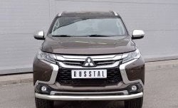 Защита переднего бампера (Ø76 мм, нержавейка) SLITKOFF Mitsubishi (Митсубиси) Pajero Sport (Паджеро)  QE (2015-2021) QE дорестайлинг