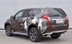 13 699 р. Защита заднего бампера (Ø63 мм уголки, нержавейка) SLITKOFF Mitsubishi Pajero Sport QE дорестайлинг (2015-2021)  с доставкой в г. Горно‑Алтайск. Увеличить фотографию 2