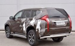 13 449 р. Защита заднего бампера (Ø76 мм, нержавейка) SLITKOFF Mitsubishi Pajero Sport QE дорестайлинг (2015-2021)  с доставкой в г. Горно‑Алтайск. Увеличить фотографию 2