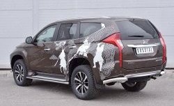 14 449 р. Защита заднего бампера (Ø76 мм уголки, нержавейка) SLITKOFF  Mitsubishi Pajero Sport  QE (2015-2021) дорестайлинг  с доставкой в г. Горно‑Алтайск. Увеличить фотографию 2