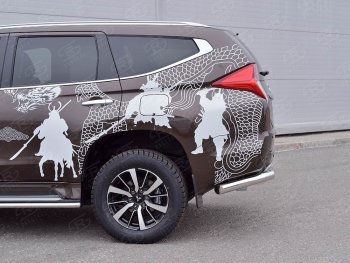 24 999 р. Защита заднего бампера (Ø63 мм, нержавейка) SLITKOFF  Mitsubishi Pajero Sport  QE (2015-2021) дорестайлинг (лист - нержавейка, профиль - нержавейка)  с доставкой в г. Горно‑Алтайск. Увеличить фотографию 2