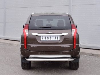 24 999 р. Защита заднего бампера (Ø63 мм, нержавейка) SLITKOFF  Mitsubishi Pajero Sport  QE (2015-2021) дорестайлинг (лист - нержавейка, профиль - нержавейка)  с доставкой в г. Горно‑Алтайск. Увеличить фотографию 3