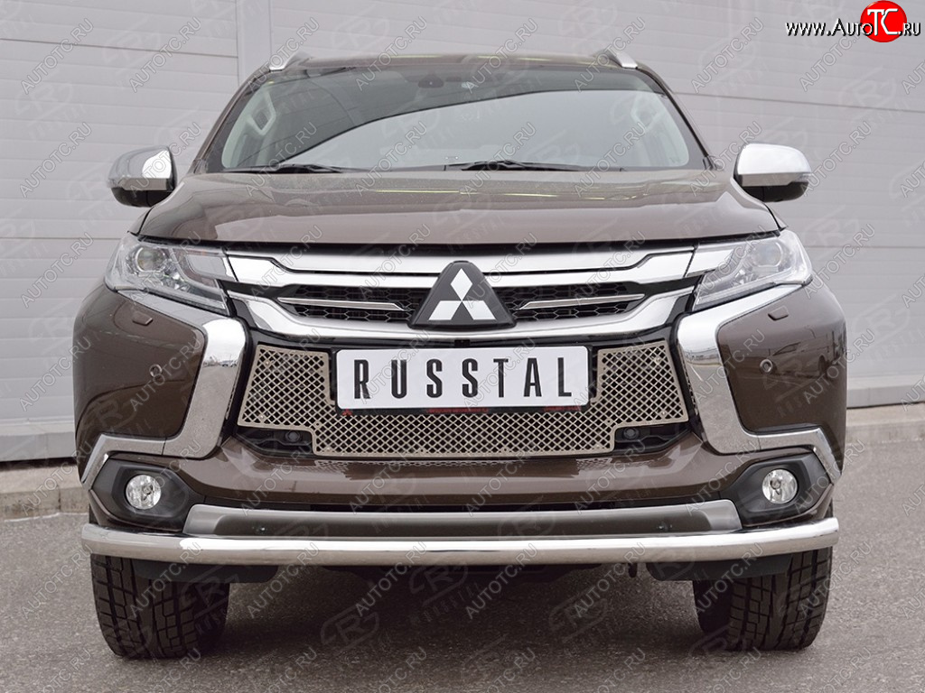 4 299 р. Сетка нижнего воздухозаборника (нержавеющая сталь) Russtal Mitsubishi Pajero Sport QE дорестайлинг (2015-2021)  с доставкой в г. Горно‑Алтайск