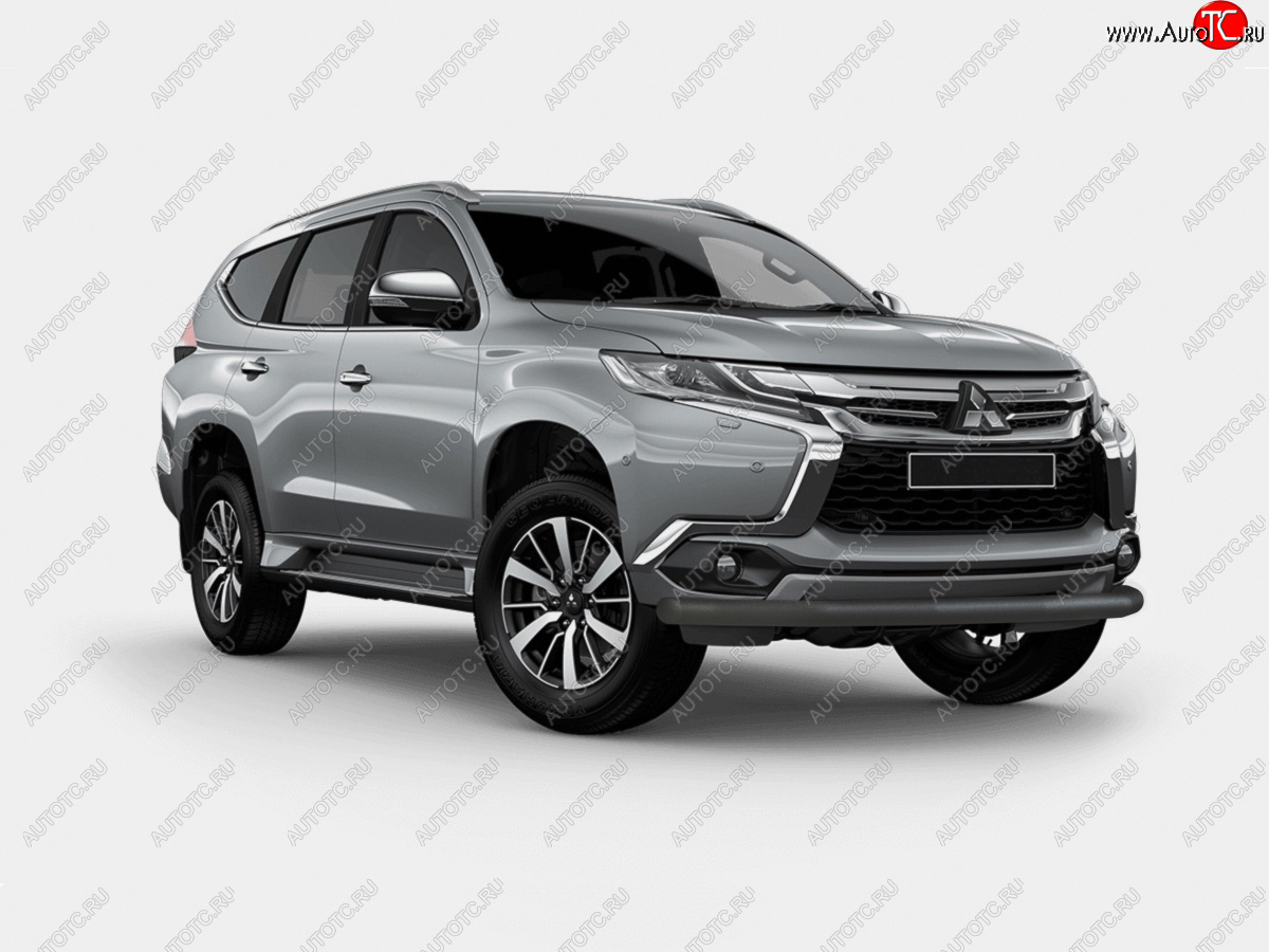 8 699 р. Защита переднего бампера (Ø63 мм, окрашенная) SLITKOFF  Mitsubishi Pajero Sport  QE (2015-2021) дорестайлинг (цвет черный муар)  с доставкой в г. Горно‑Алтайск