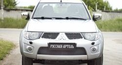 2 179 р. Защитная сетка решетки переднего бампера РА Mitsubishi Pajero Sport PB дорестайлинг (2008-2013)  с доставкой в г. Горно‑Алтайск. Увеличить фотографию 2