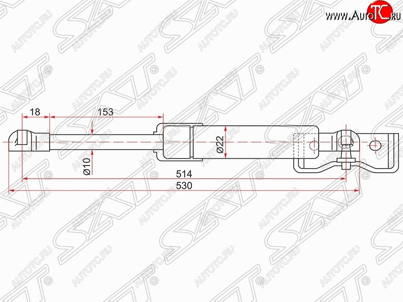 1 349 р. Газовый упор крышки багажника SAT  Mitsubishi Pajero Sport  PB (2008-2013) дорестайлинг  с доставкой в г. Горно‑Алтайск