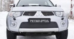 1 159 р. Зимняя заглушка решетки переднего бампера РА Mitsubishi Pajero Sport PB дорестайлинг (2008-2013)  с доставкой в г. Горно‑Алтайск. Увеличить фотографию 2