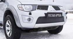 1 159 р. Зимняя заглушка решетки переднего бампера РА Mitsubishi Pajero Sport PB дорестайлинг (2008-2013)  с доставкой в г. Горно‑Алтайск. Увеличить фотографию 3