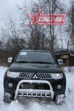 18 314 р. Защита переднего бампера Souz-96 (d76) Mitsubishi Pajero Sport PB дорестайлинг (2008-2013)  с доставкой в г. Горно‑Алтайск. Увеличить фотографию 2