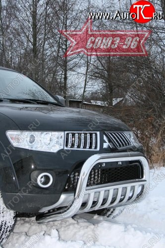 18 314 р. Защита переднего бампера Souz-96 (d76) Mitsubishi Pajero Sport PB дорестайлинг (2008-2013)  с доставкой в г. Горно‑Алтайск