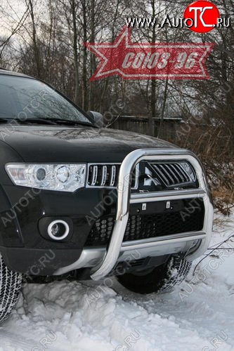 16 739 р. Защита переднего бампера Souz-96 (d76) Mitsubishi Pajero Sport PB дорестайлинг (2008-2013)  с доставкой в г. Горно‑Алтайск