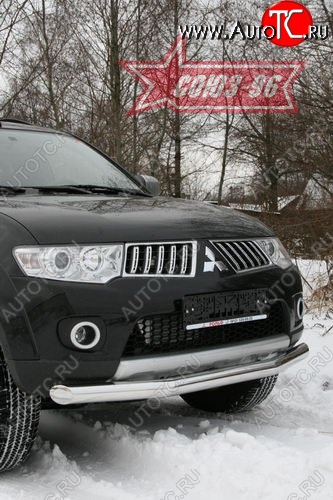 11 564 р. Защита переднего бампера одинарная Souz-96 (d76) Mitsubishi Pajero Sport PB дорестайлинг (2008-2013)  с доставкой в г. Горно‑Алтайск