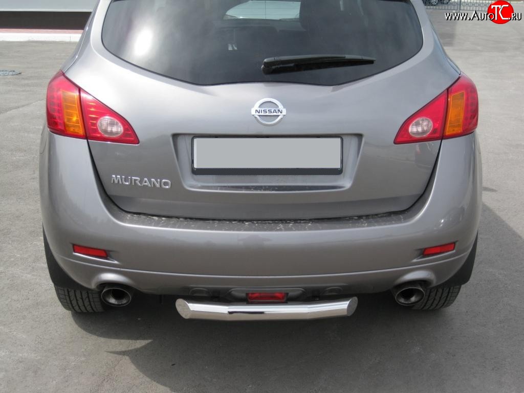 14 999 р. Защита заднего бампера (Ø63, короткая, нержавейка) SLITKOFF  Nissan Murano  2 Z51 (2008-2016) дорестайлинг, рестайлинг (Нержавеющая сталь)  с доставкой в г. Горно‑Алтайск