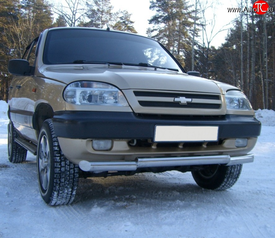 17 549 р. Защита переднего бампера (Ø63 мм ступень, нержавейка) SLITKOFF Chevrolet Niva 2123 дорестайлинг (2002-2008)  с доставкой в г. Горно‑Алтайск