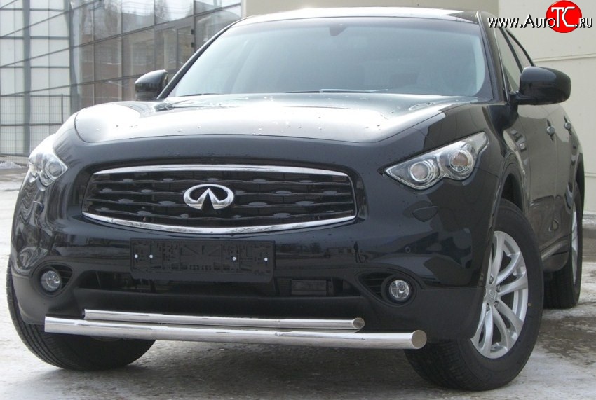 22 399 р. Защита переднего бампера (2 трубыØ63 и 42 мм, нержавейка) SLITKOFF  INFINITI FX35  S51 - FX50  S51  с доставкой в г. Горно‑Алтайск