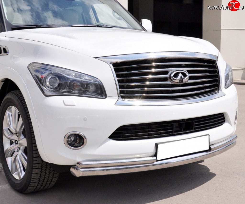 17 299 р. Защита переднего бампера (2 трубыØ76 и 42 мм, нержавейка) SLITKOFF  INFINITI QX56  Z62 (2010-2013)  с доставкой в г. Горно‑Алтайск