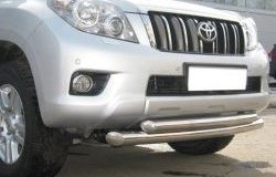 22 099 р. Защита переднего бампера (2 трубыØ76 и 63 мм, нержавейка) SLITKOFF Toyota Land Cruiser Prado J150 дорестайлинг (2009-2013)  с доставкой в г. Горно‑Алтайск. Увеличить фотографию 2