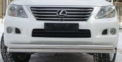 Защита переднего бампера (2 трубыØ70 мм, нержавейка) SLITKOFF Lexus LX570 J200 дорестайлинг (2007-2012)