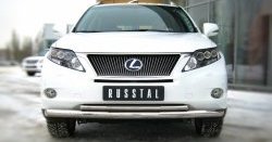 Защита переднего бампера (2 трубыØ76 и 42 мм, нержавейка) SLITKOFF Lexus RX450H AL10 дорестайлинг (2009-2012)