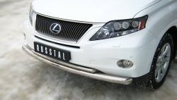 15 849 р. Защита переднего бампера (2 трубыØ76 и 42 мм, нержавейка) SLITKOFF Lexus RX450H AL10 дорестайлинг (2009-2012)  с доставкой в г. Горно‑Алтайск. Увеличить фотографию 2