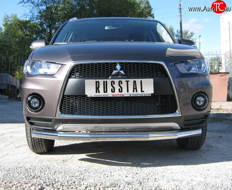 16 399 р. Одинарная защита переднего бампера SLITKOFF диаметром 76 мм  Mitsubishi Outlander  XL (2010-2013) (CW)  рестайлинг  с доставкой в г. Горно‑Алтайск