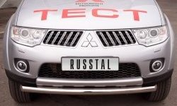 17 699 р. Одинарная защита переднего бампера SLITKOFF диаметром 76 мм Mitsubishi Pajero Sport PB дорестайлинг (2008-2013)  с доставкой в г. Горно‑Алтайск. Увеличить фотографию 2