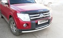 22 849 р. Защита переднего бампера (2 трубыØ76 и 42 мм, нержавейка) SLITKOFF Mitsubishi Pajero 4 V80 дорестайлинг (2006-2011)  с доставкой в г. Горно‑Алтайск. Увеличить фотографию 2