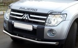 Одинарная защита переднего бампера SLITKOFF диаметром 76 мм Mitsubishi Pajero 4 V80 дорестайлинг (2006-2011)