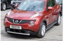 Одинарная защита переднего бампера SLITKOFF диаметром 63 мм Nissan Juke 1 YF15 дорестайлинг (2010-2014)