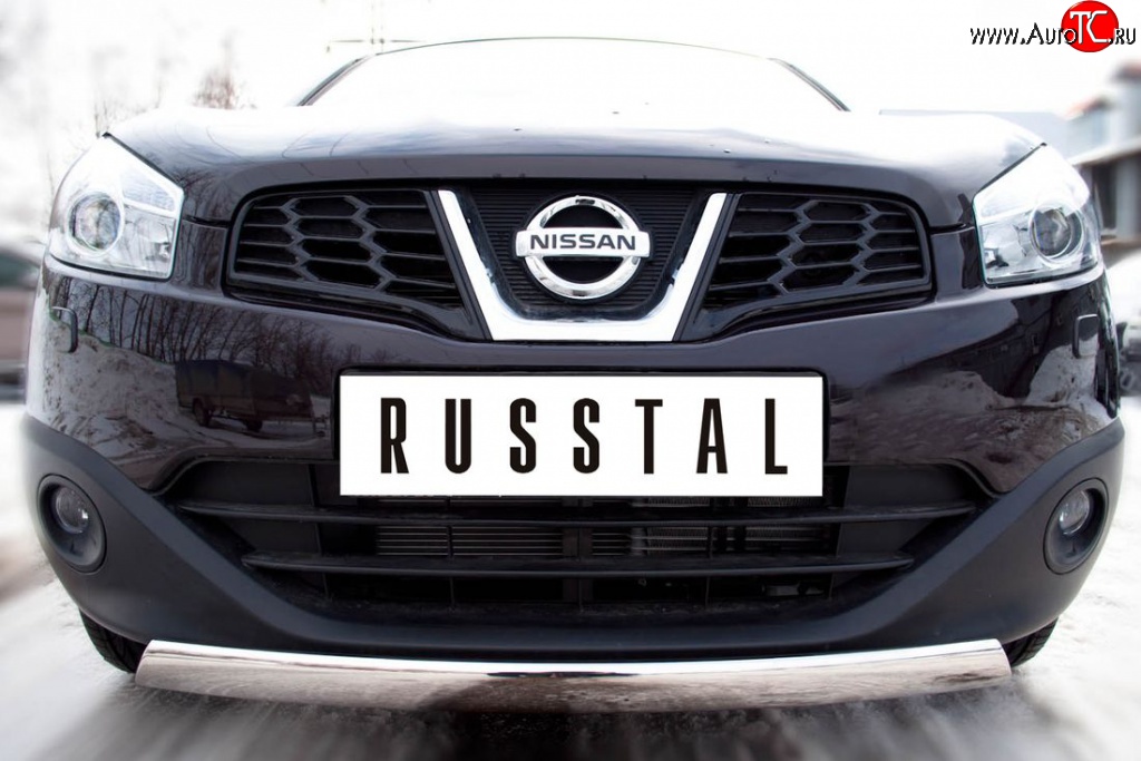 15 399 р. Защита переднего бампера (Ø75х42 мм, нержавейка) Russtal Nissan Qashqai +2 1 J10 дорестайлинг (2008-2010)  с доставкой в г. Горно‑Алтайск