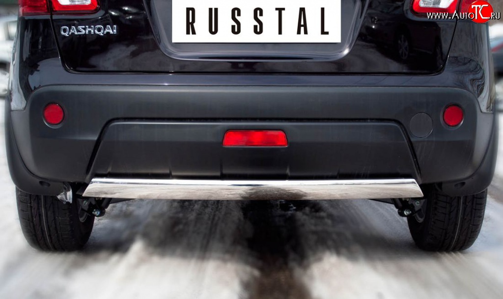 14 999 р. Защита заднего бампера (Ø75х42 мм, нержавейка) Russtal Nissan Qashqai 1 J10 рестайлинг (2010-2013)  с доставкой в г. Горно‑Алтайск