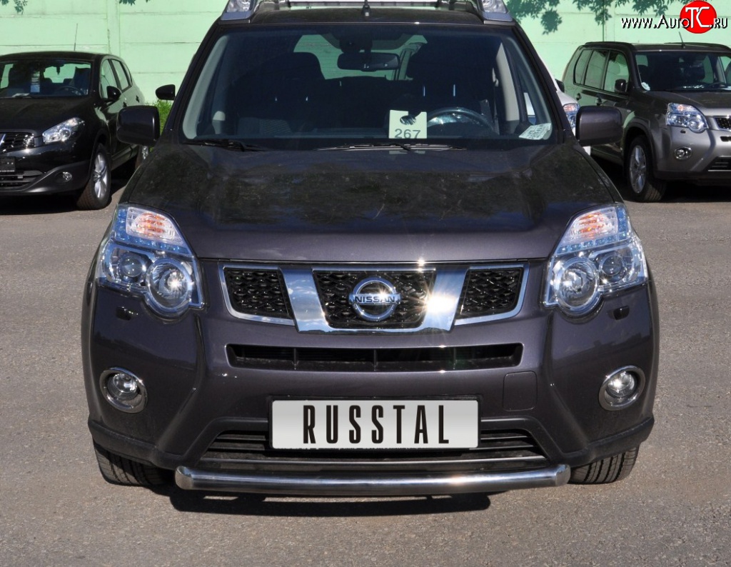 9 699 р. Одинарная защита переднего бампера Russtal диаметром 63 мм Nissan X-trail 2 T31 рестайлинг (2010-2015)  с доставкой в г. Горно‑Алтайск