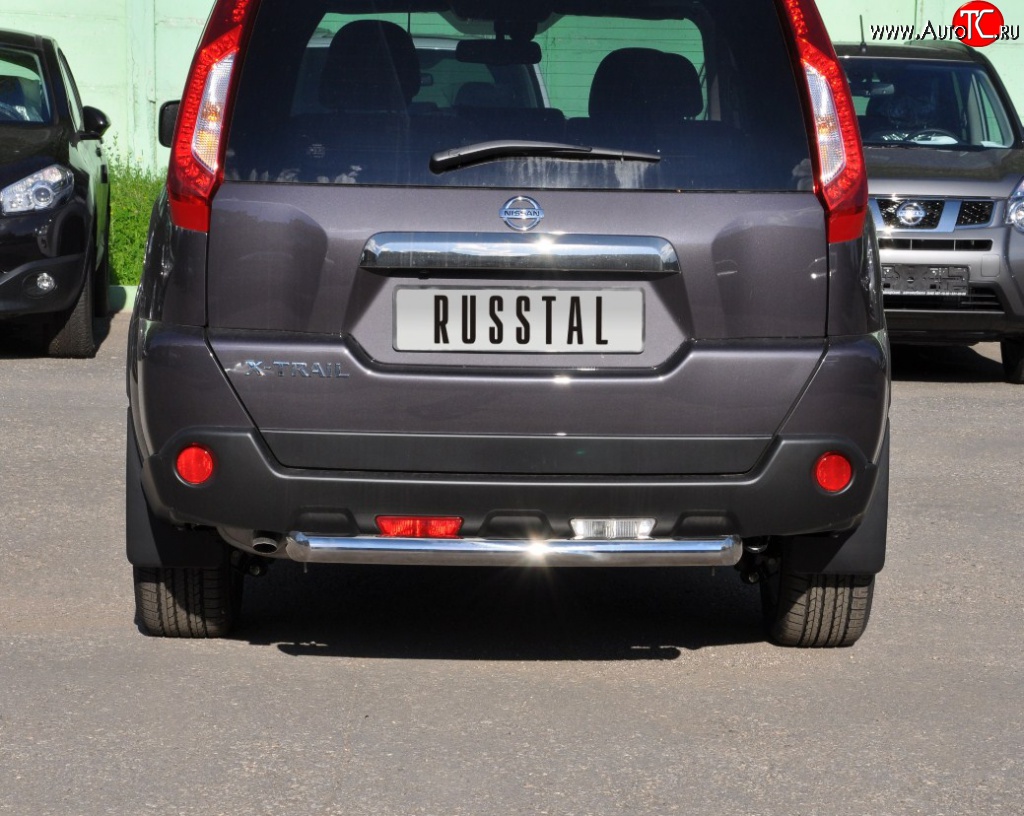 8 799 р. Защита заднего бампера (Ø63 мм, нержавейка) Russtal Nissan X-trail 2 T31 рестайлинг (2010-2015)  с доставкой в г. Горно‑Алтайск