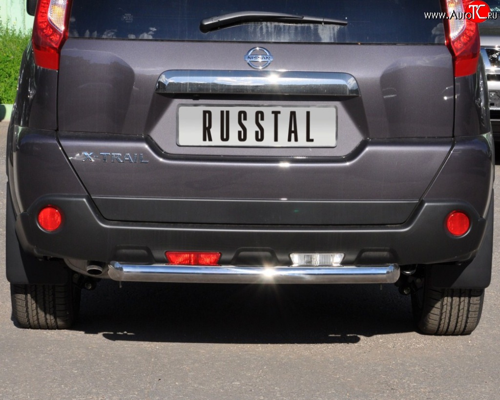 8 799 р. Защита заднего бампера (Ø76 мм, нержавейка) Russtal Nissan X-trail 2 T31 рестайлинг (2010-2015)  с доставкой в г. Горно‑Алтайск