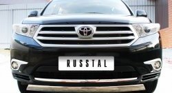 11 599 р. Защита переднего бампера (Ø75х42 мм, нержавейка) Russtal Toyota Highlander XU40 рестайлинг (2010-2013)  с доставкой в г. Горно‑Алтайск. Увеличить фотографию 3