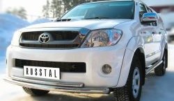 16 949 р. Защита переднего бампера (2 трубыØ63 и 42 мм, нержавейка) SLITKOFF  Toyota Hilux  AN10,AN20 (2008-2011) 1-ый рестайлинг  с доставкой в г. Горно‑Алтайск. Увеличить фотографию 2