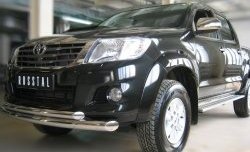 20 399 р. Защита переднего бампера (2 трубыØ76 и 63 мм, нержавейка) SLITKOFF Toyota Hilux AN20,AN30  2-ой рестайлинг (2011-2016)  с доставкой в г. Горно‑Алтайск. Увеличить фотографию 2