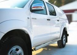 11 399 р. Защита порогов Russtal из круглой трубы диаметром 76 мм  Toyota Hilux ( AN10,AN20,  AN20,AN30) (2008-2016) 1-ый рестайлинг,  2-ой рестайлинг (Защита порогов с со скосами на торцах (вариант 1))  с доставкой в г. Горно‑Алтайск. Увеличить фотографию 3