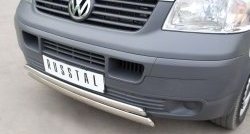 22 299 р. Защита переднего бампера (2 трубыØ75х42 мм, нержавейка) Russtal Volkswagen Transporter T5 дорестайлинг (2003-2009)  с доставкой в г. Горно‑Алтайск. Увеличить фотографию 3