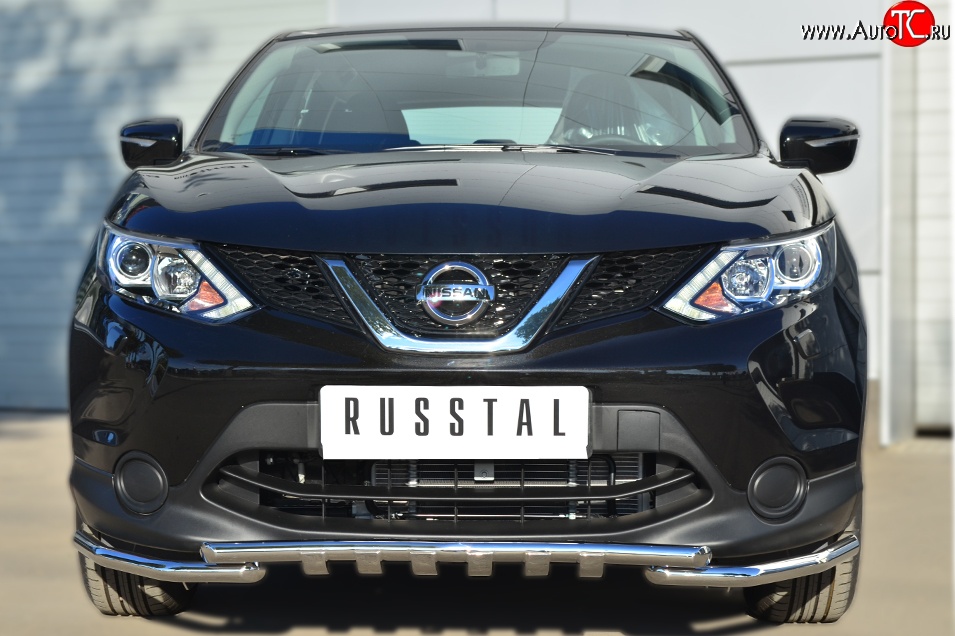 23 999 р. Защита переднего бампера (Ø42 мм с зубами, нержавейка) SLITKOFF Nissan Qashqai 2 J11 дорестайлинг (2013-2019)  с доставкой в г. Горно‑Алтайск