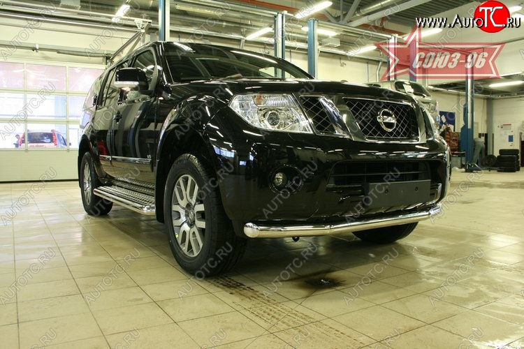 17 639 р. Защита переднего бампера одинарная Souz-96 (d76) Nissan Pathfinder R51 рестайлинг (2009-2014)  с доставкой в г. Горно‑Алтайск