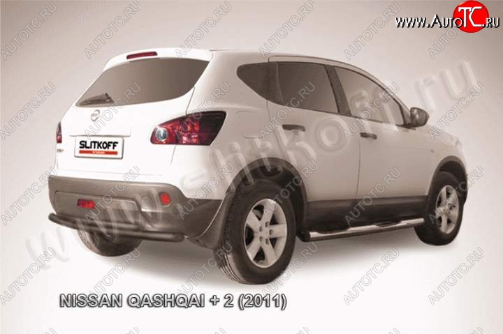 9 949 р. Защита задняя Slitkoff Nissan Qashqai +2 1 J10 рестайлинг (2010-2014) (Цвет: серебристый)  с доставкой в г. Горно‑Алтайск