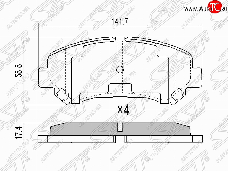 1 399 р. Комплект тормозных колодок SAT  Nissan Qashqai  1 (2007-2010), Nissan Qashqai +2  1 (2008-2014), Nissan X-trail  2 T31 (2007-2015), Renault Koleos ( 1) (2007-2016)  с доставкой в г. Горно‑Алтайск