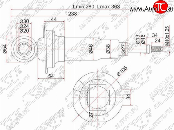 2 359 р. Левый амортизатор задний SAT Nissan Expert дорестайлинг (1998-2002)  с доставкой в г. Горно‑Алтайск