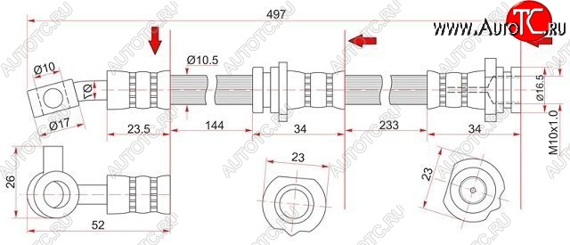 699 р. Тормозной шланг SAT (левый)  Nissan AD  Y11 - Wingroad  2 Y11  с доставкой в г. Горно‑Алтайск