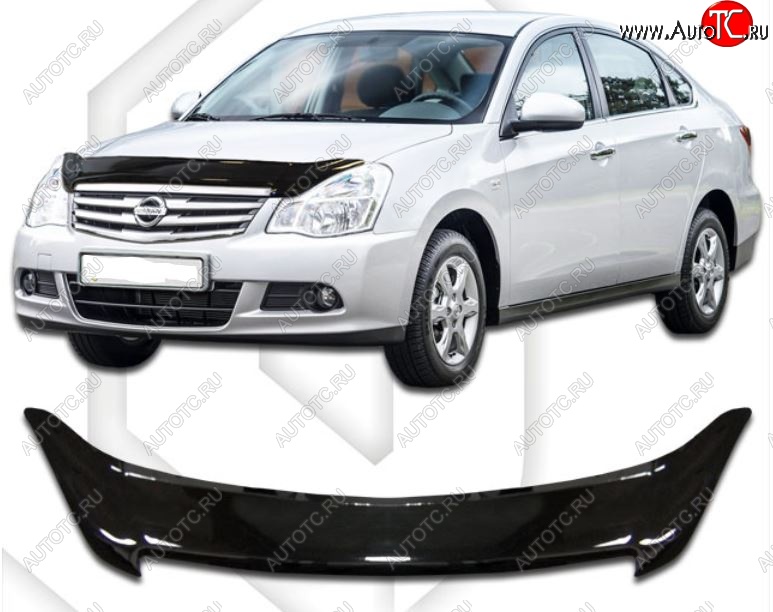 2 199 р. Дефлектор капота CA-Plastic  Nissan Almera  G15 (2012-2019) седан (Classic черный, Без надписи)  с доставкой в г. Горно‑Алтайск