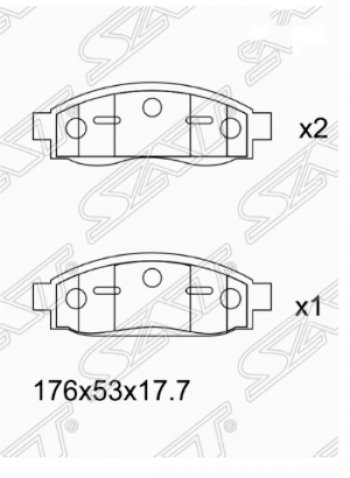 1 389 р. Комплект передних тормозных колодок SAT INFINITI QX56 JA60 дорестайлинг (2004-2007)  с доставкой в г. Горно‑Алтайск. Увеличить фотографию 1